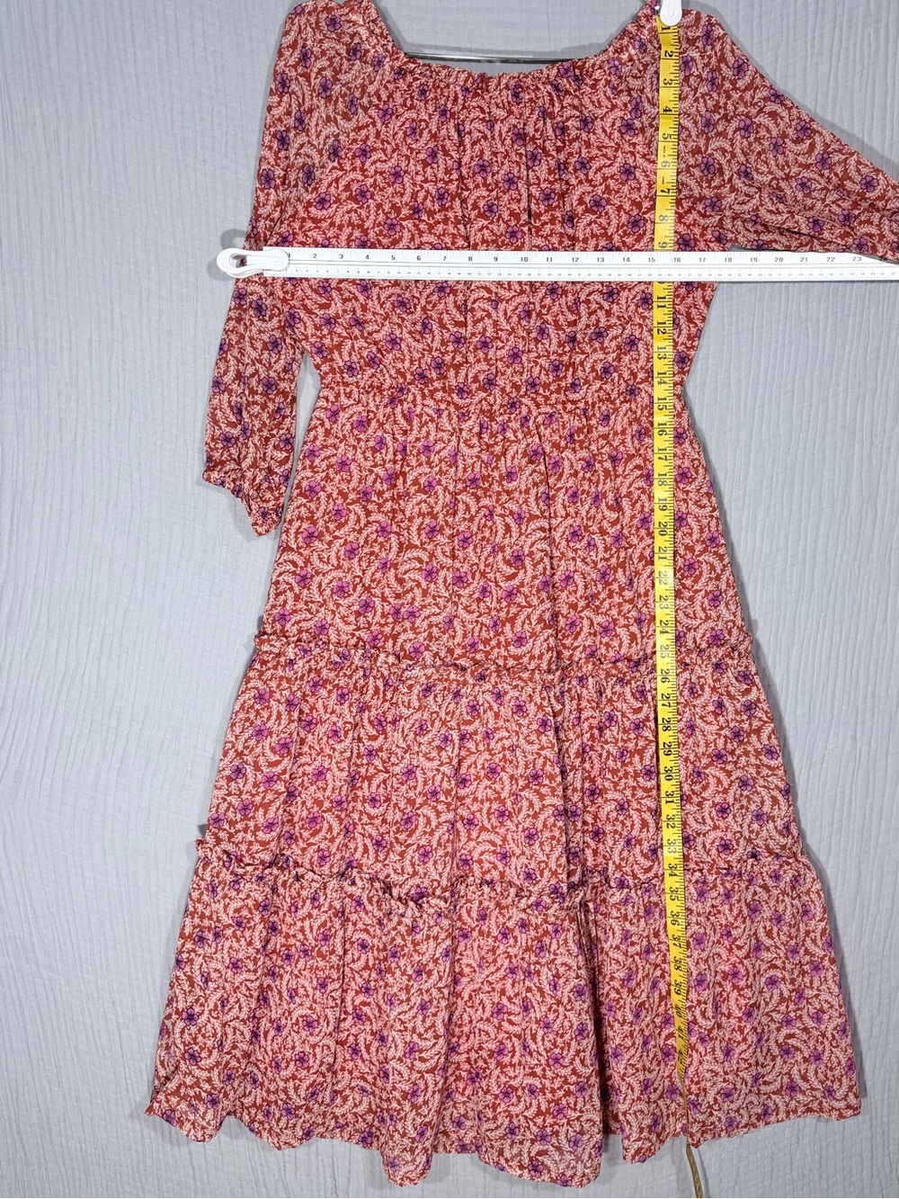 🌷Harlow & Rose | Peasant Tiered Midi Dress | Cottagecore Boho Prarie | size M - Picture 4 of 6
